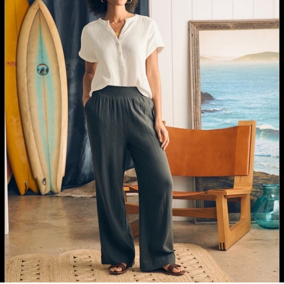 Faherty Pants - Fahrety Womens Gauze Wide Leg Pants